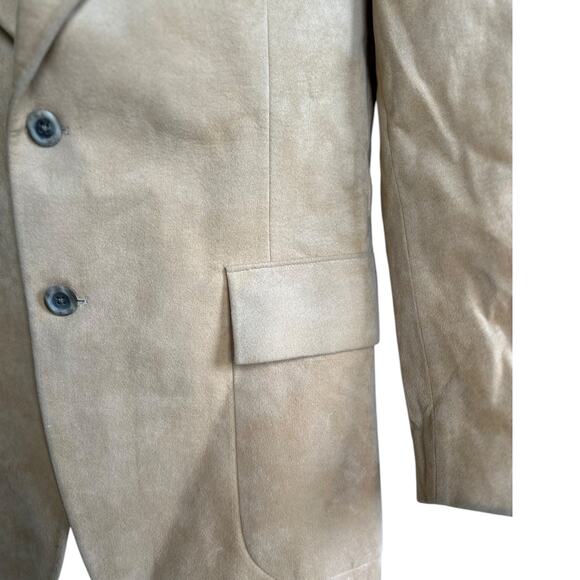 Mens Beige Suit Jacket Countess Mara Custom Ultra Suede - Picture 2 of 10